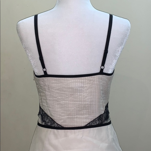 Bebe zip corset blouse spaghetti strap lace pleats - Picture 2 of 7